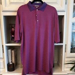 Peter Millar summer comfort Purple Striped Men's Polo Shirt size large